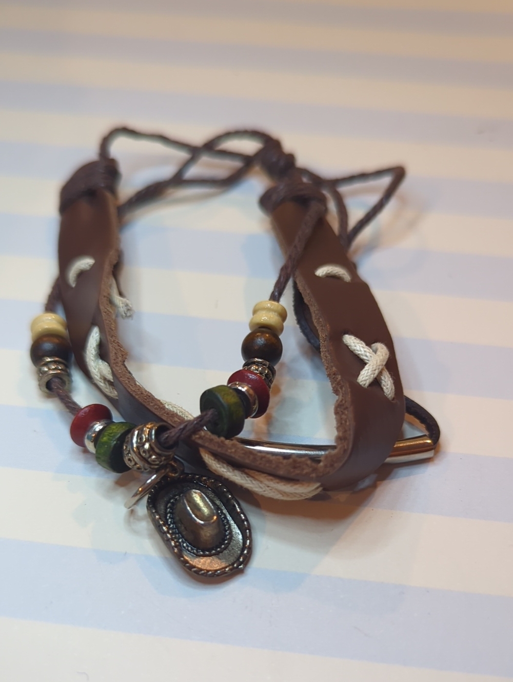 Cowgirl Cowboy hat charm Bracelet Man Or Woman Adjustable Boho